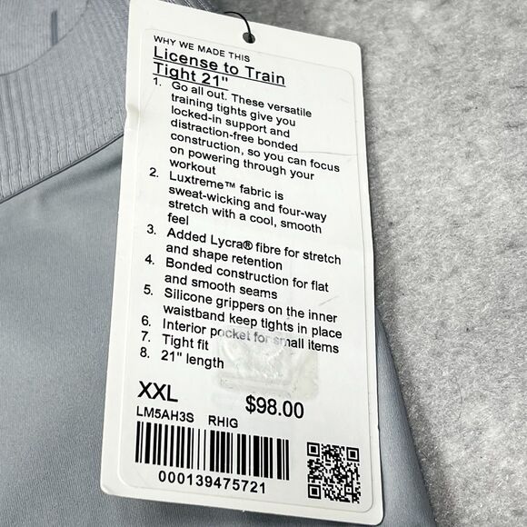 Lululemon Tights Mens 2XL Gray License To Train Tight 21” Stretch Gym Workout - Picture 12 of 12